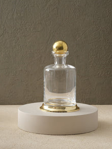Glass Decanter with Polished Brass Base & Lid - Alfiq's Store