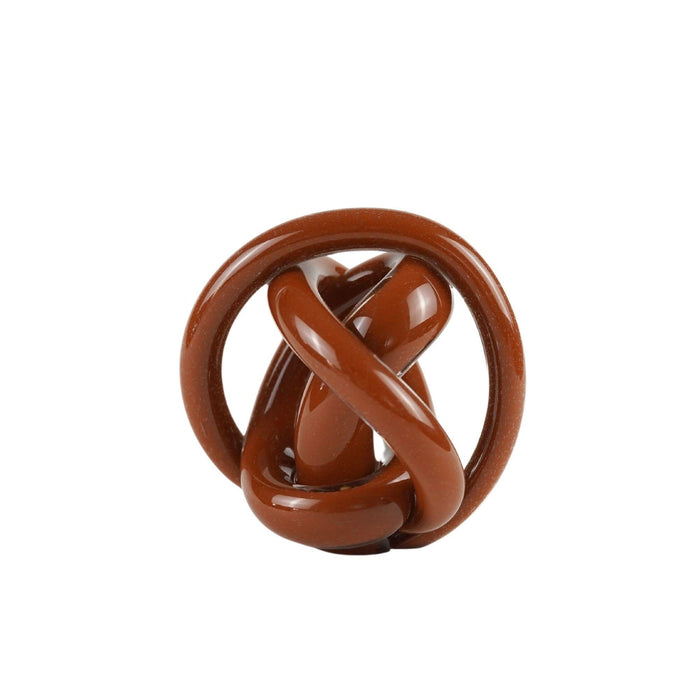 Hand Blown Glass Brown Knot Decorative Object - Handmade Unique Hand-Blown Figurines & Ornaments