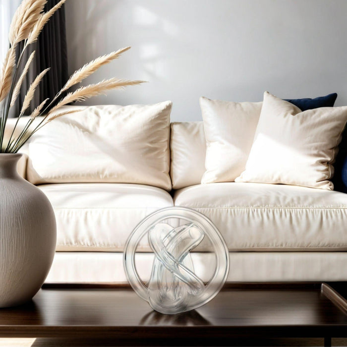Hand Blown Glass Art Decor Clear-White, Unique Hand-Blown Balls