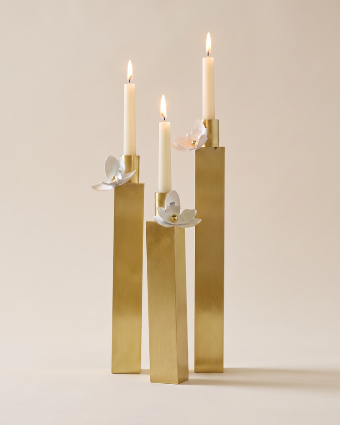 Golden Orchid Candle Holder – Set of 3