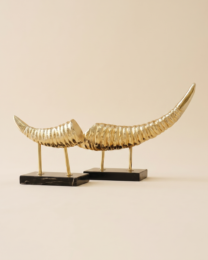 Golden Tusk Sculptural Decor – Set of 2