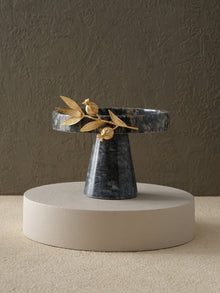 Grey Marble Cake Stand With Gold Pomegranate Detail - Alfiq's Store