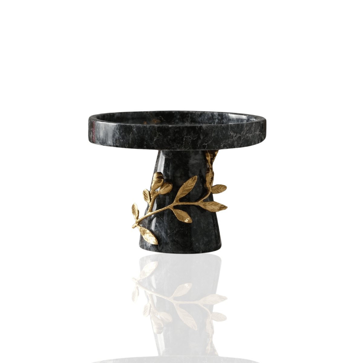 Grey Marble Pedestal Stand With Gold Leaf Detail - Alfiq's Store