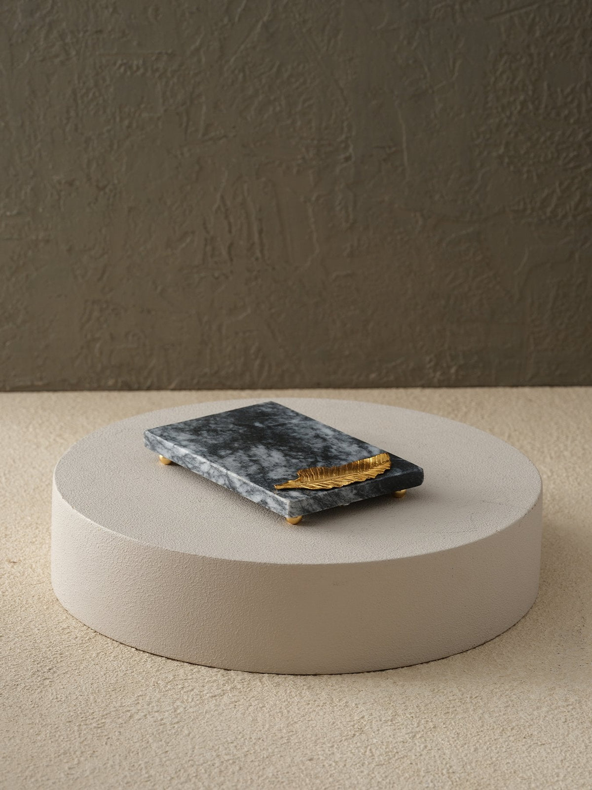 Grey Marble Rectangular Serving Board With Gold Leaf Accent - Alfiq's Store
