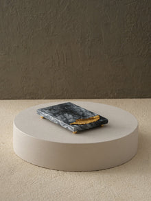 Grey Marble Rectangular Serving Board With Gold Leaf Accent - Alfiq's Store