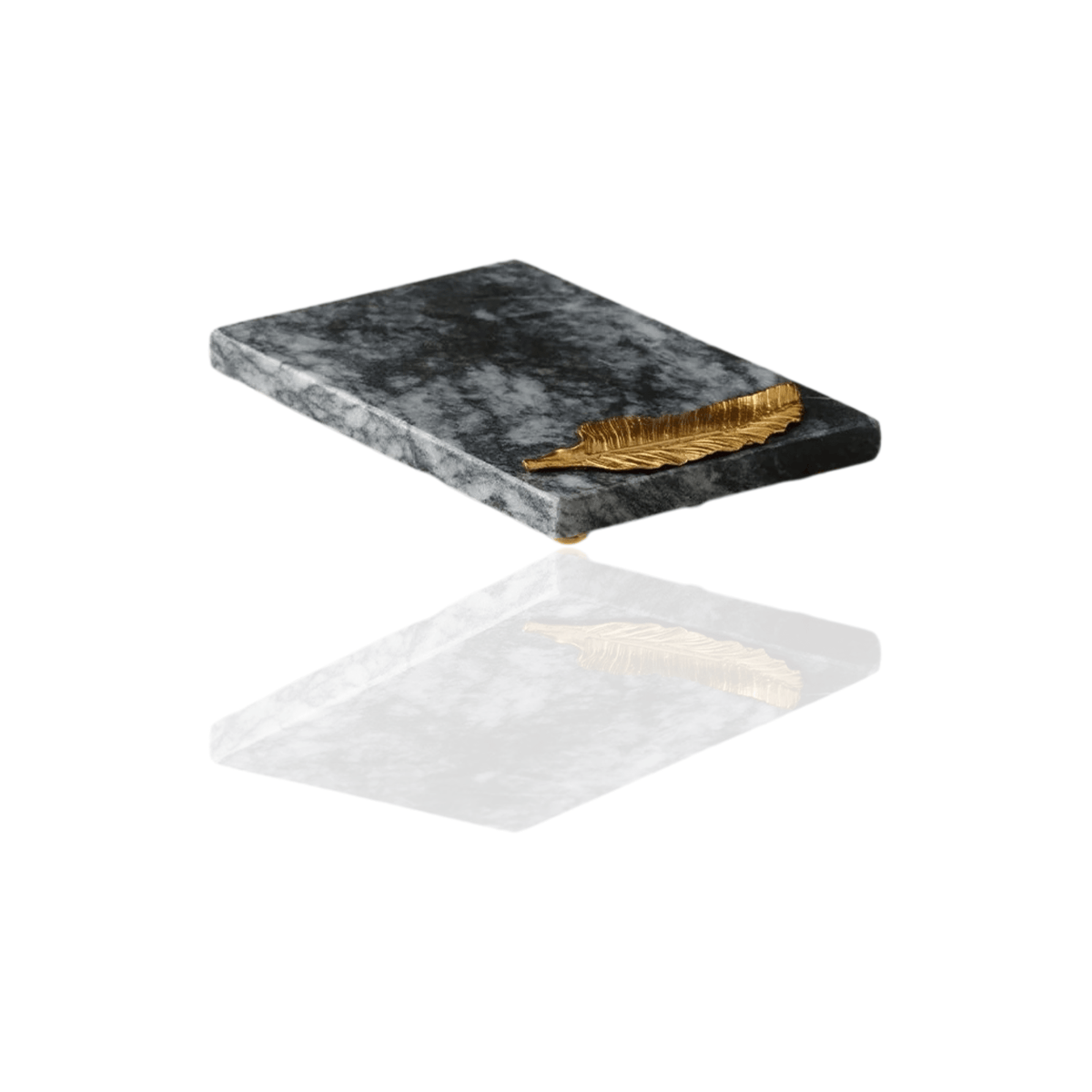 Grey Marble Rectangular Serving Board With Gold Leaf Accent - Alfiq's Store