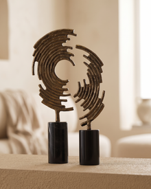 Half Icon Decorative Object VI - styled on a warm beige console in a cosy interior