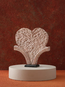 Hand - Carved Rose Marble Palm Fan Sculpture - Alfiq's Store