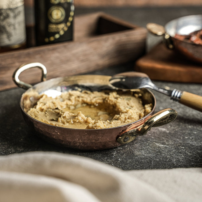 Hand-Hammered Copper Frying Pan with Brass Handles – Authentic Turkish Sahan