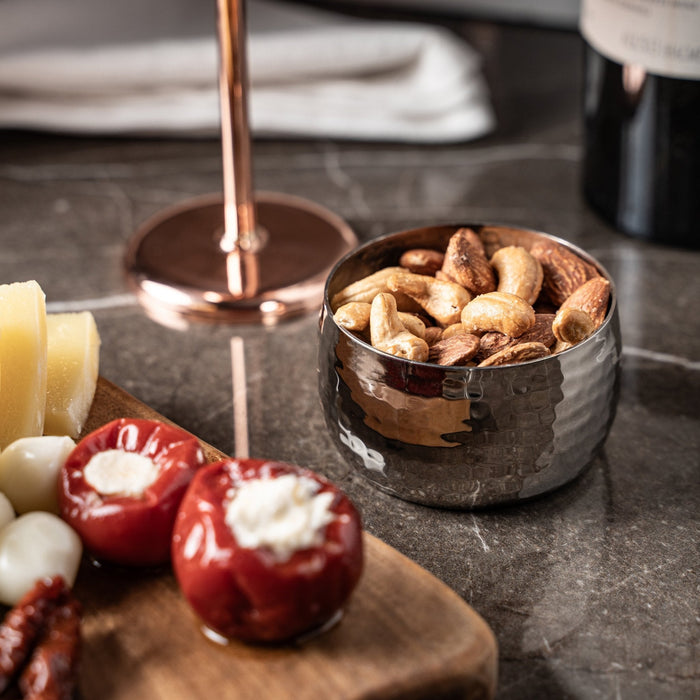Hand-Hammered Solid Copper Snack Bowl – Chrome Finish, 300ml