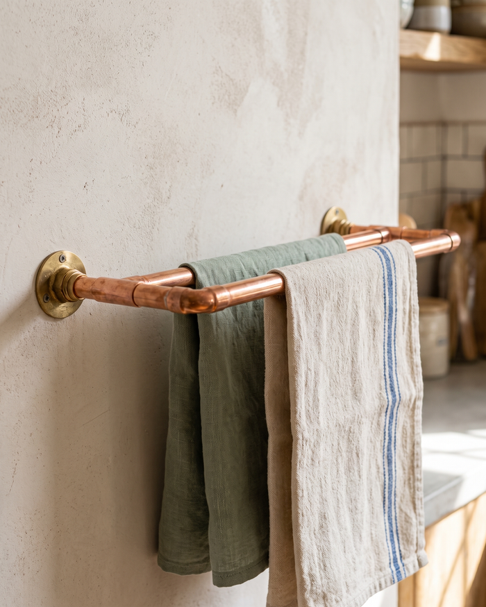 Double Towel Rack for Bathroom & Kitchen – 100% Solid Copper, Handmade
