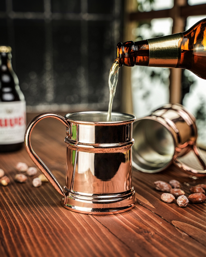 Handcrafted Copper Beer Tankards – Set Of Two, Copper Glasses Collection