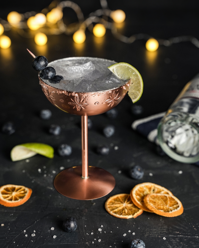 Handcrafted Copper Cocktail Goblet with Ethnic Patterns -  Copper Glasses Collection