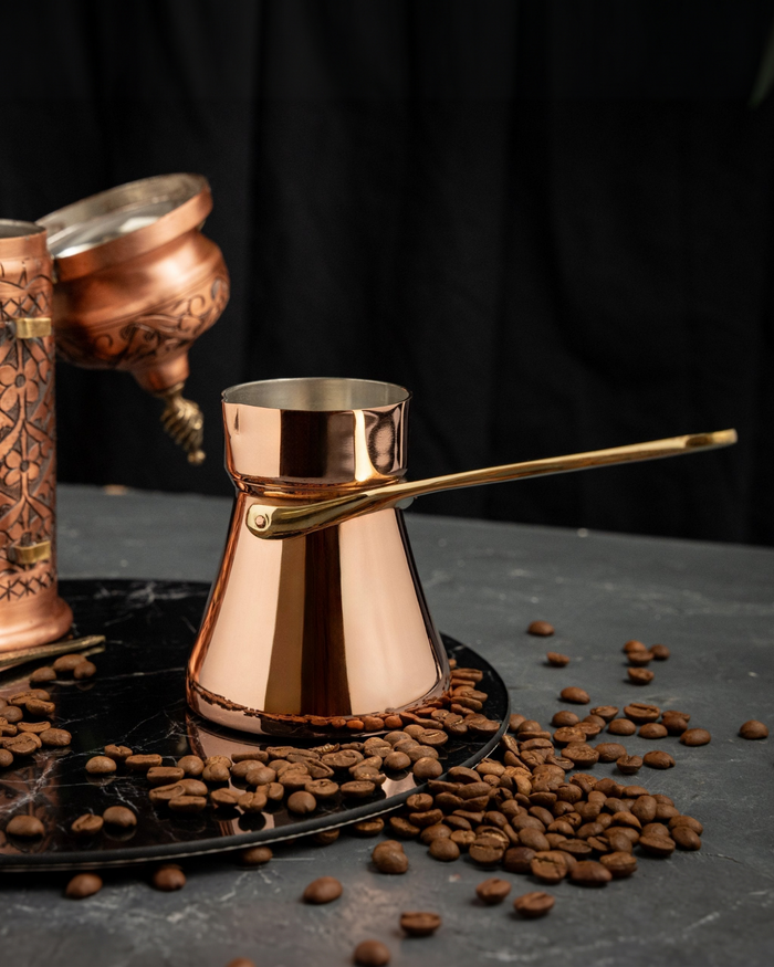Handcrafted Copper Coffee Pot with Brass Handle – Traditional Turkish Design