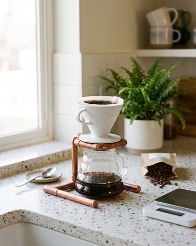 Pour-Over Coffee Drip Stand – 100% Solid Copper, Handcrafted