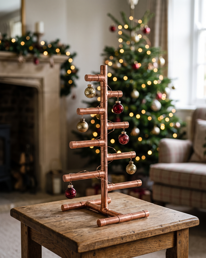 Tabletop Christmas Tree – 100% Solid Copper Pipe, Handcrafted, 170 x 300 mm