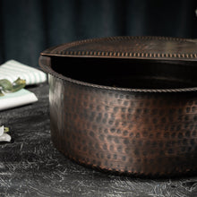 Handcrafted Dark Copper Pedicure Bowl – Hammered Ayurvedic Soak Tub with Removable Footrest - Alfiq's Store