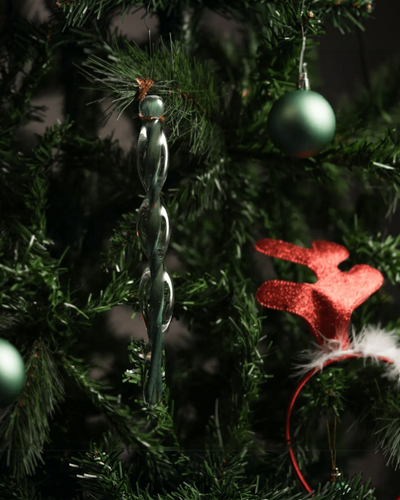 Handcrafted Glass Spiral Christmas Ornament - Smoky Green