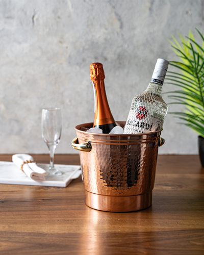 Handcrafted Hammered Copper Ice Bucket – Elegant Bar & Kitchen Essential