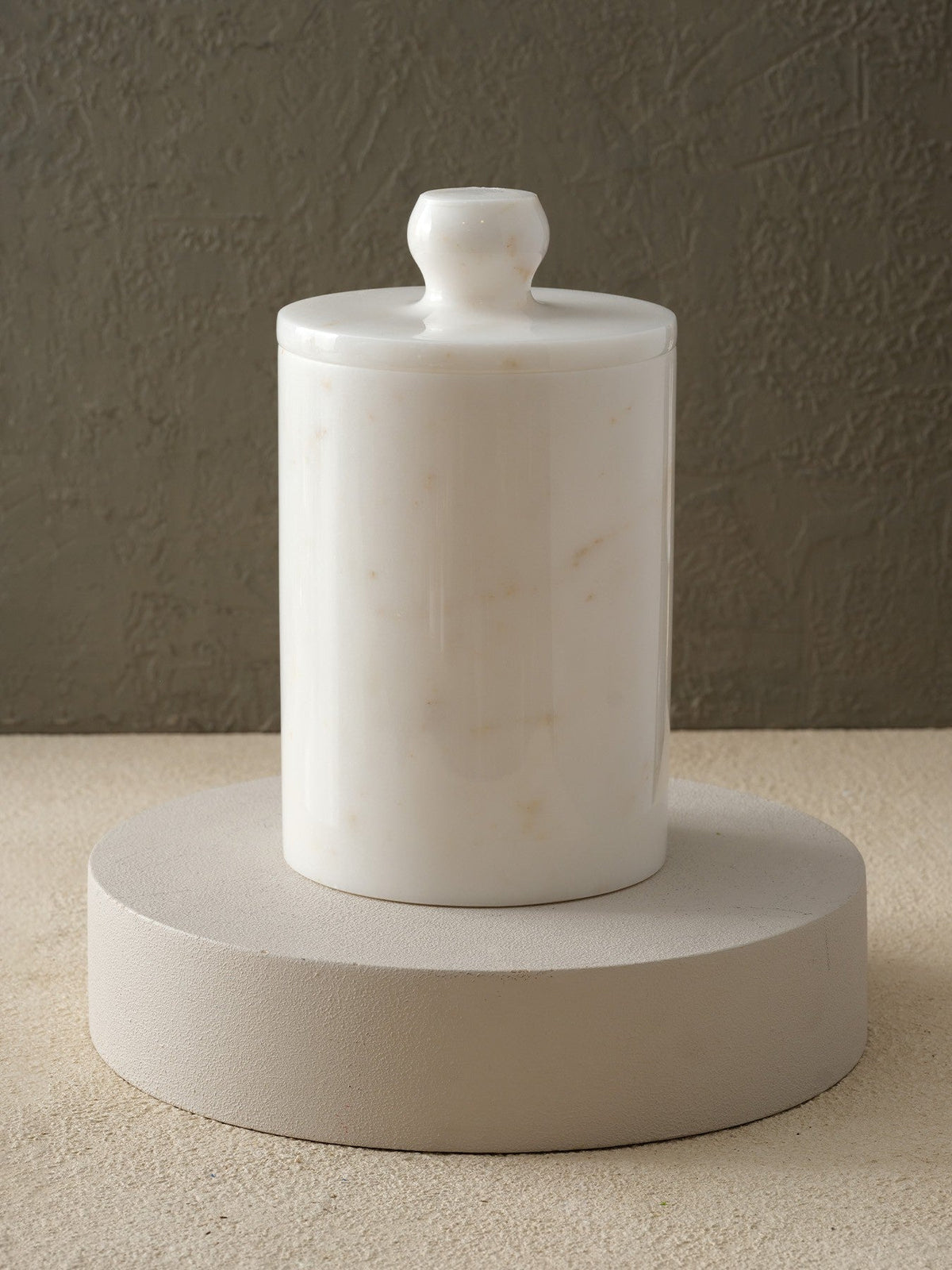 Handcrafted Marble Waste Bin –& White Bathroom Bin Cylindrical Form - Alfiq's Store