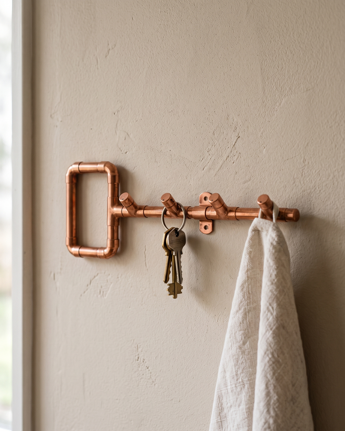 Wall Key & Towel Hook – 100% Solid Copper, Handcrafted Vintage Key Design
