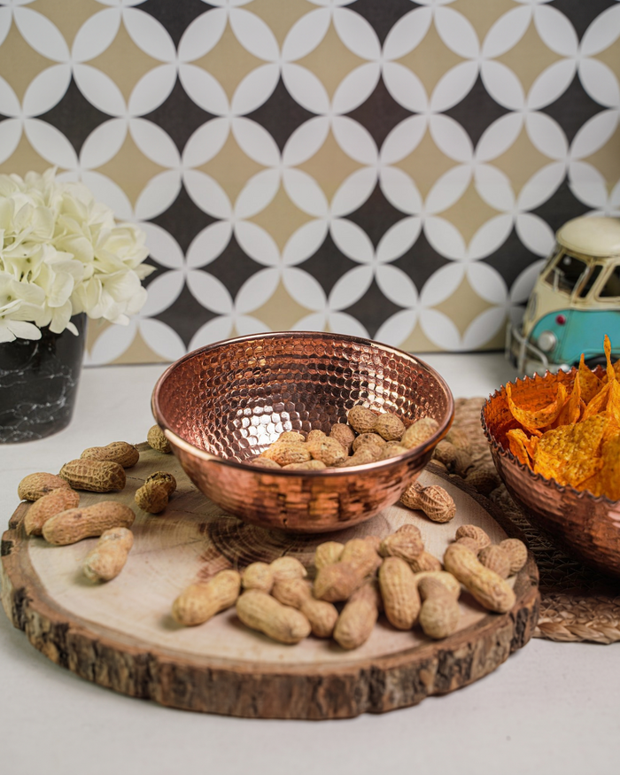 Handcrafted Solid Copper Snack Bowl – Elegant Serving Dish & Decorative Accent