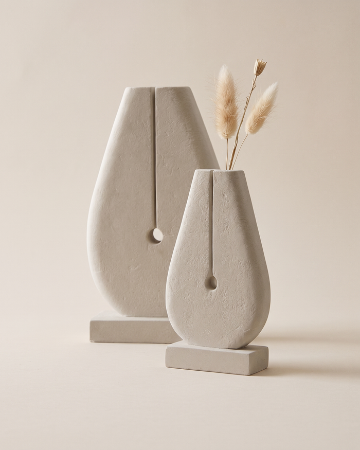 Minimalist Sandstone Sculptural Vases (Set of 2)