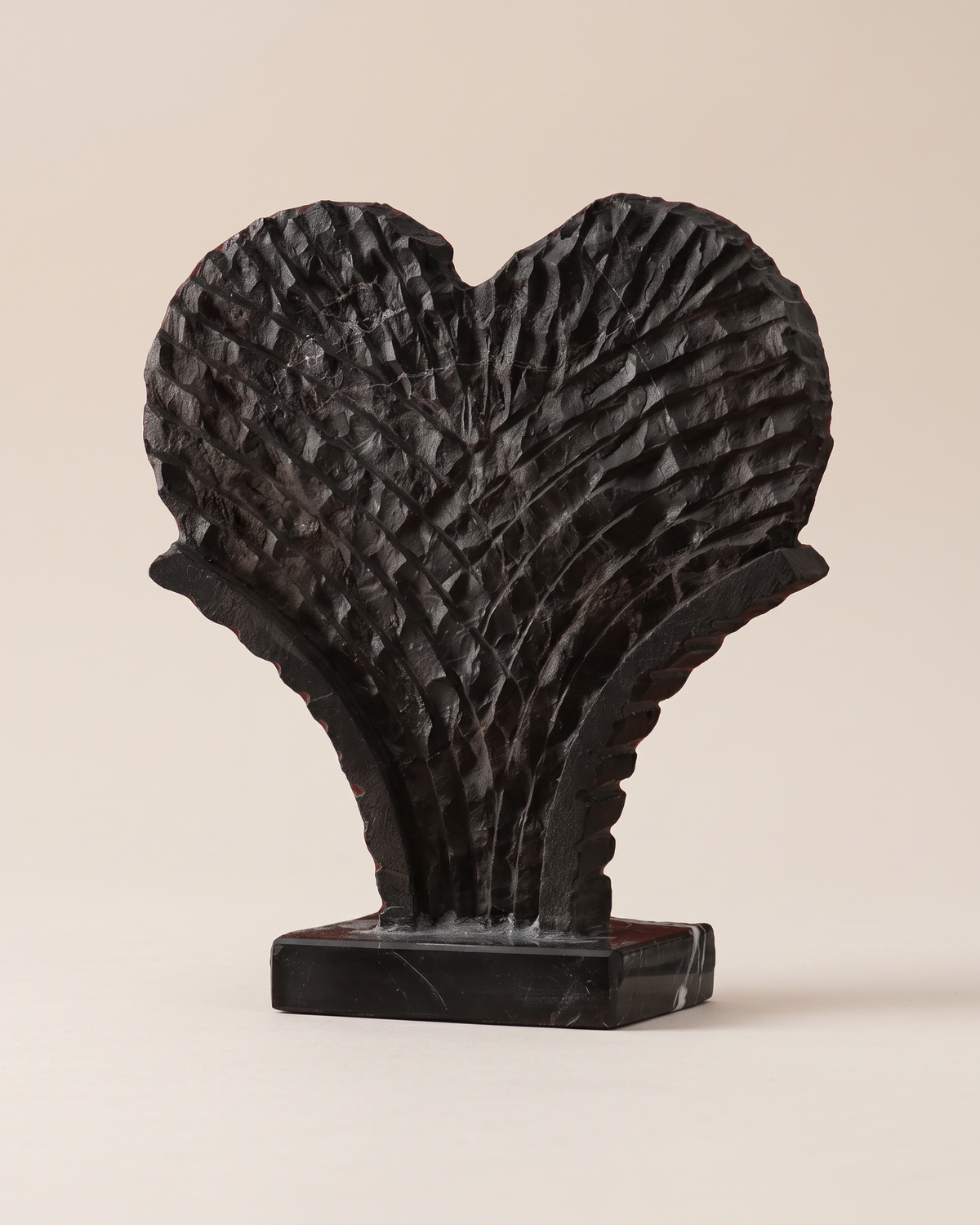 Hand-Carved Marble Palm Fan Sculpture (One Piece)