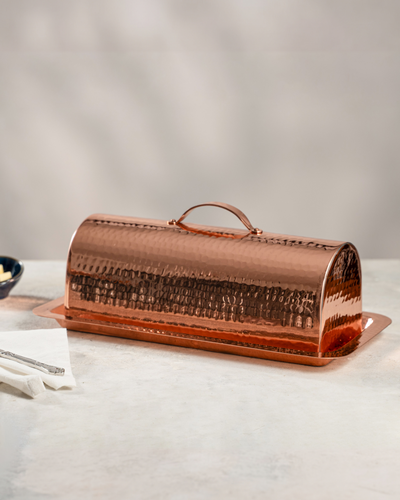 Handmade Copper Bread Box with Lid, 100% Solid Hammered Copper Bread Keeper