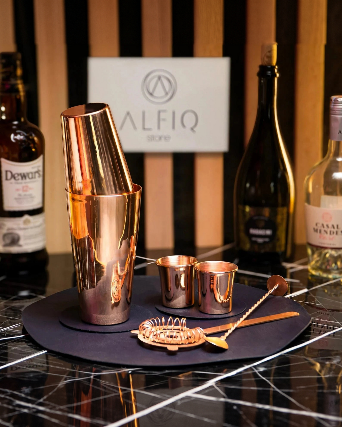 Handmade Copper Cocktail Set – Shaker, Shot Glasses, Spoon & Pick - Alfiq's Store