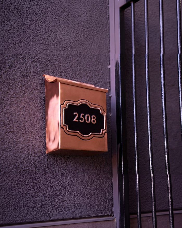 Handmade Copper Mailbox with Personalized Numbers – 12" x 6" x 4"