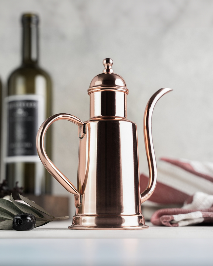 Handmade Copper Olive Oil Dispenser – 600ml Drip-Free Pourer For Kitchen, Cooking & Dining