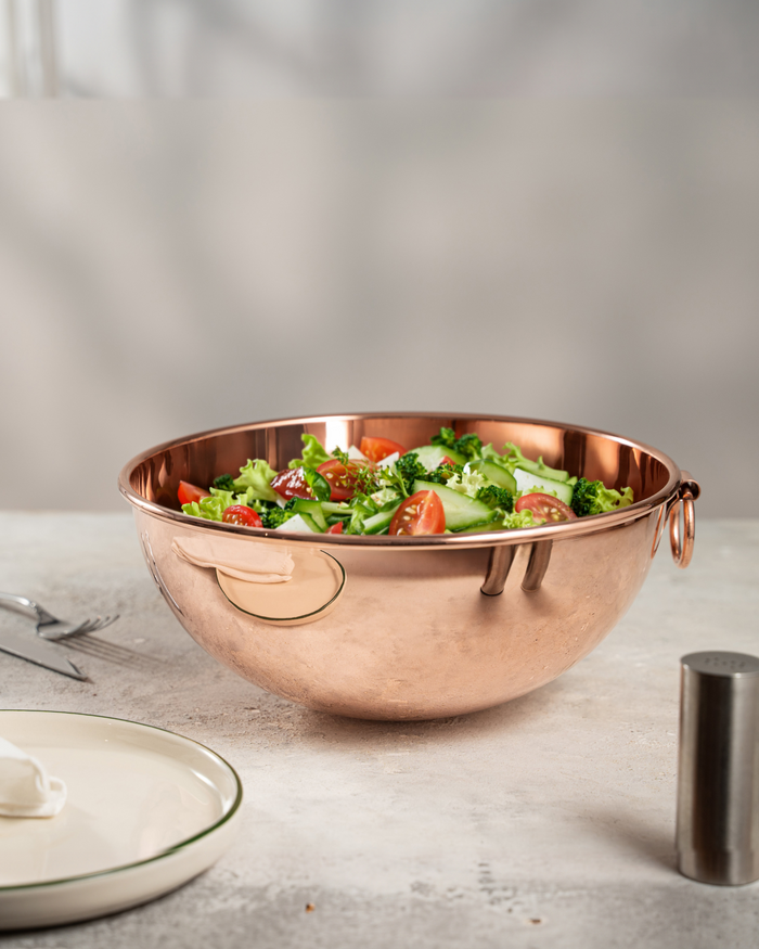 Handmade Copper Salad Bowl, 100% Solid Hammered Copper Serving Bowl