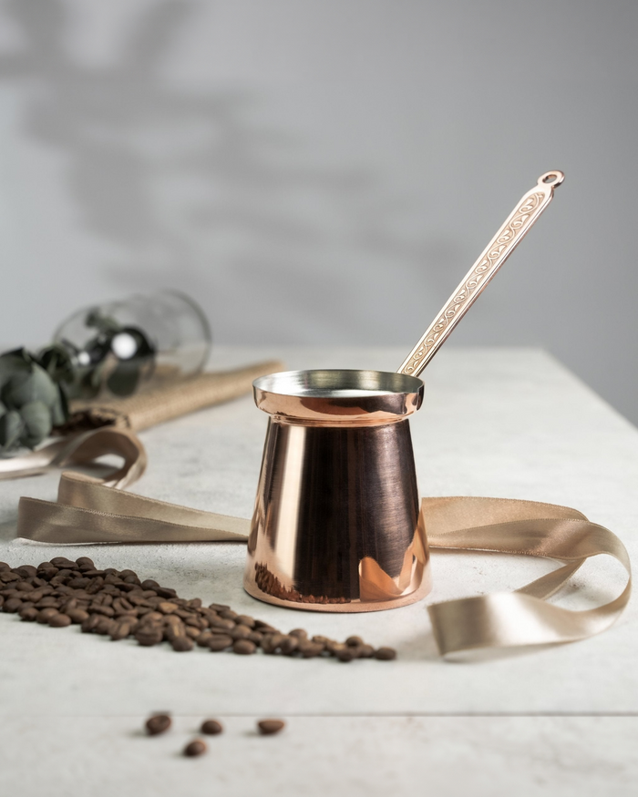 Handmade Copper Turkish Coffee Pot, Traditional Cezve for Authentic Brewing