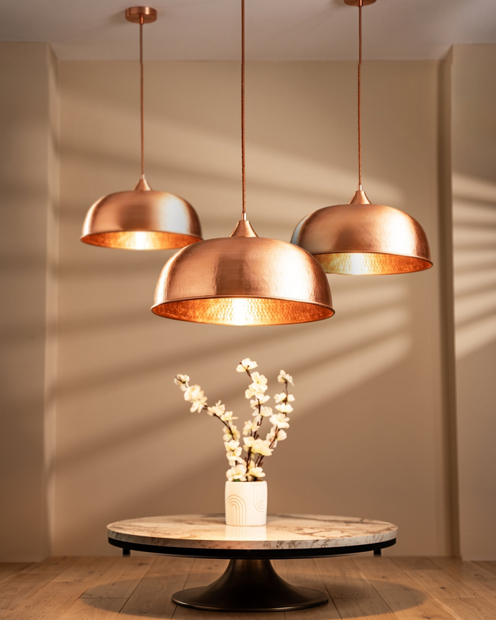 Handmade Matte Copper Pendant Light – Timeless Elegance in a Hand-Hammered Finish