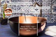 Handmade Matte Copper Sink Washbasin – Hammered Vessel Sink with Drain Cap - Alfiq's Store