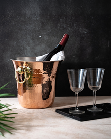 Handmade Hammered Copper Ice Bucket – Solid Copper with Brass Handles - Alfiq's Store