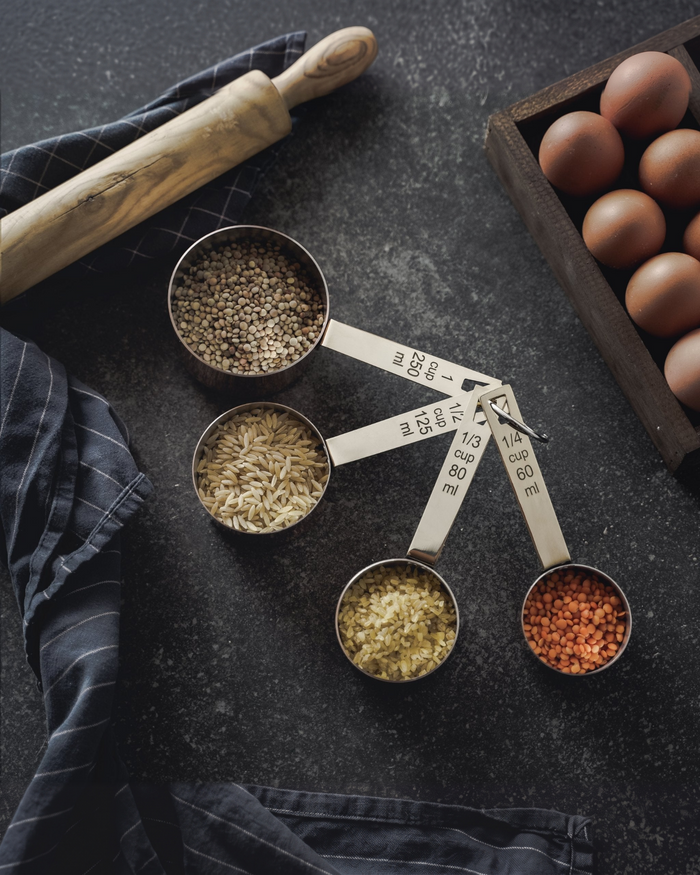 Handmade Solid Copper Measuring Cups – Set of Four with Engraved Measurements