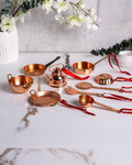Set of 9 Hadnmade Copper Miniature Kitchen Utensils Set – Collectible Decor & Xmas Tree Festive Ornaments
