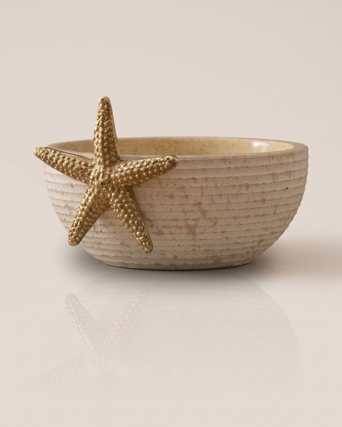 Textured Stone Bowl with Brass Starfish (One Piece)