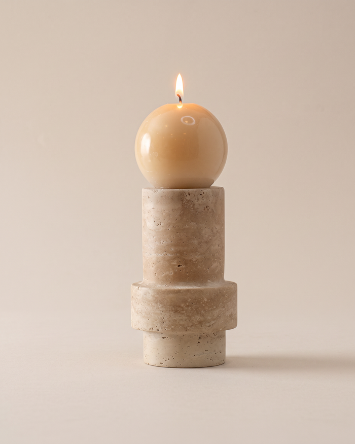 Travertine Pillar Candle Holder (One Piece)