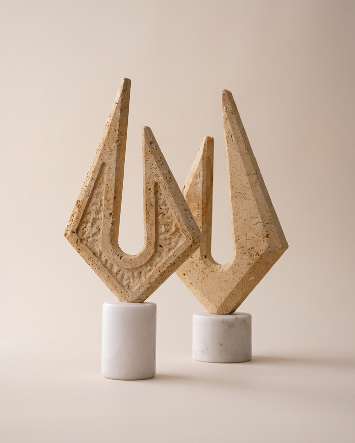 Travertine Sculptural Prisms (Set of 2)