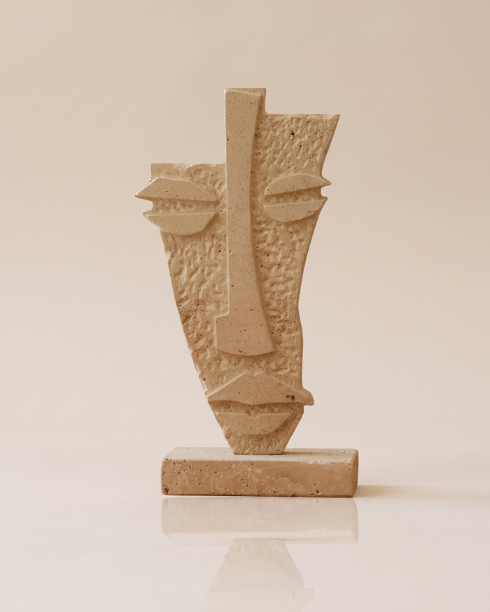 Abstract Mask Travertine Sculpture (One Piece)