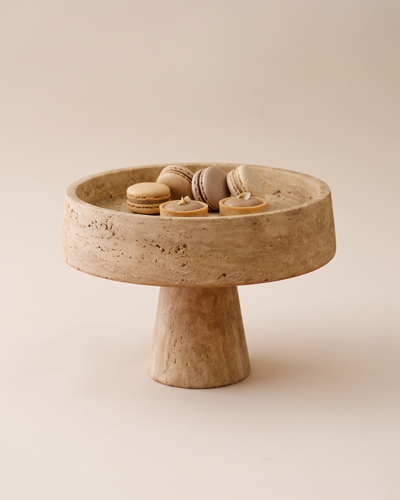 Travertine Pedestal Serving Stand (One Piece)