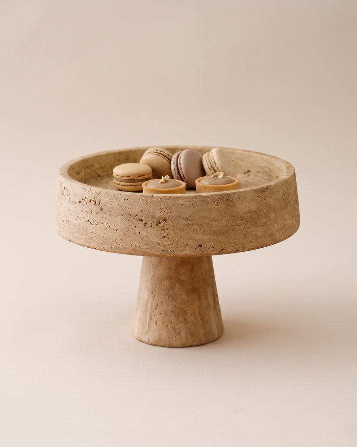 Travertine Pedestal Serving Stand (One Piece)