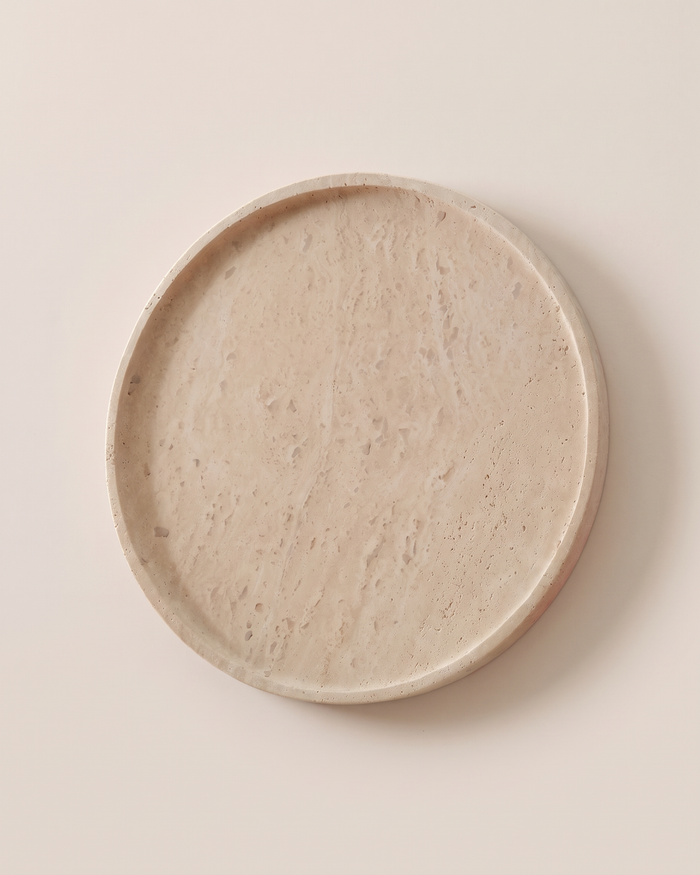 Round Travertine Serving Tray (One Piece)