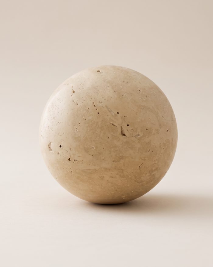 Travertine Sphere Sculpture (One Piece)