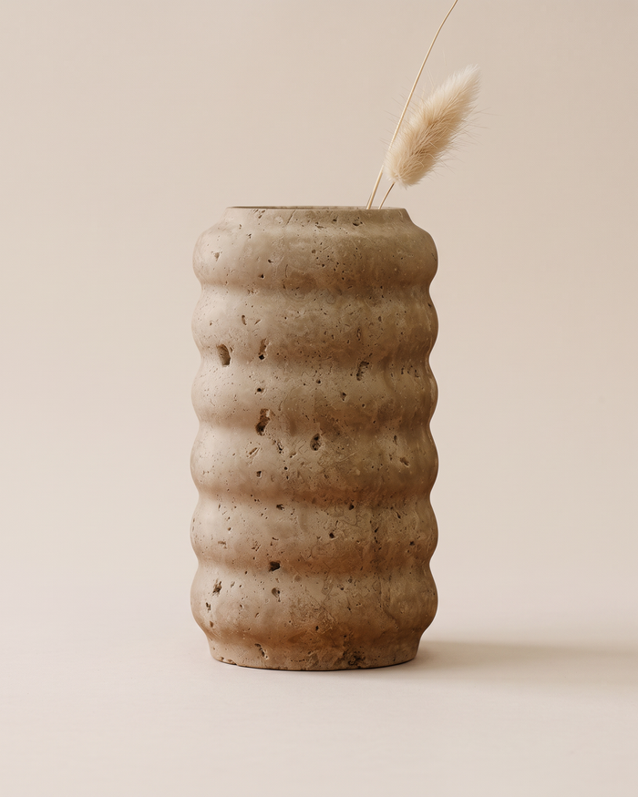 Ribbed Travertine Vase (One Piece)