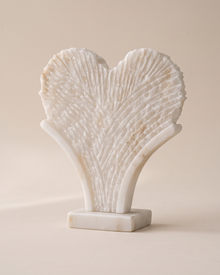 Hand-Carved Marble Palm Fan Sculpture (One Piece)