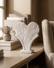 Hand-Carved Marble Palm Fan Sculpture (One Piece)
